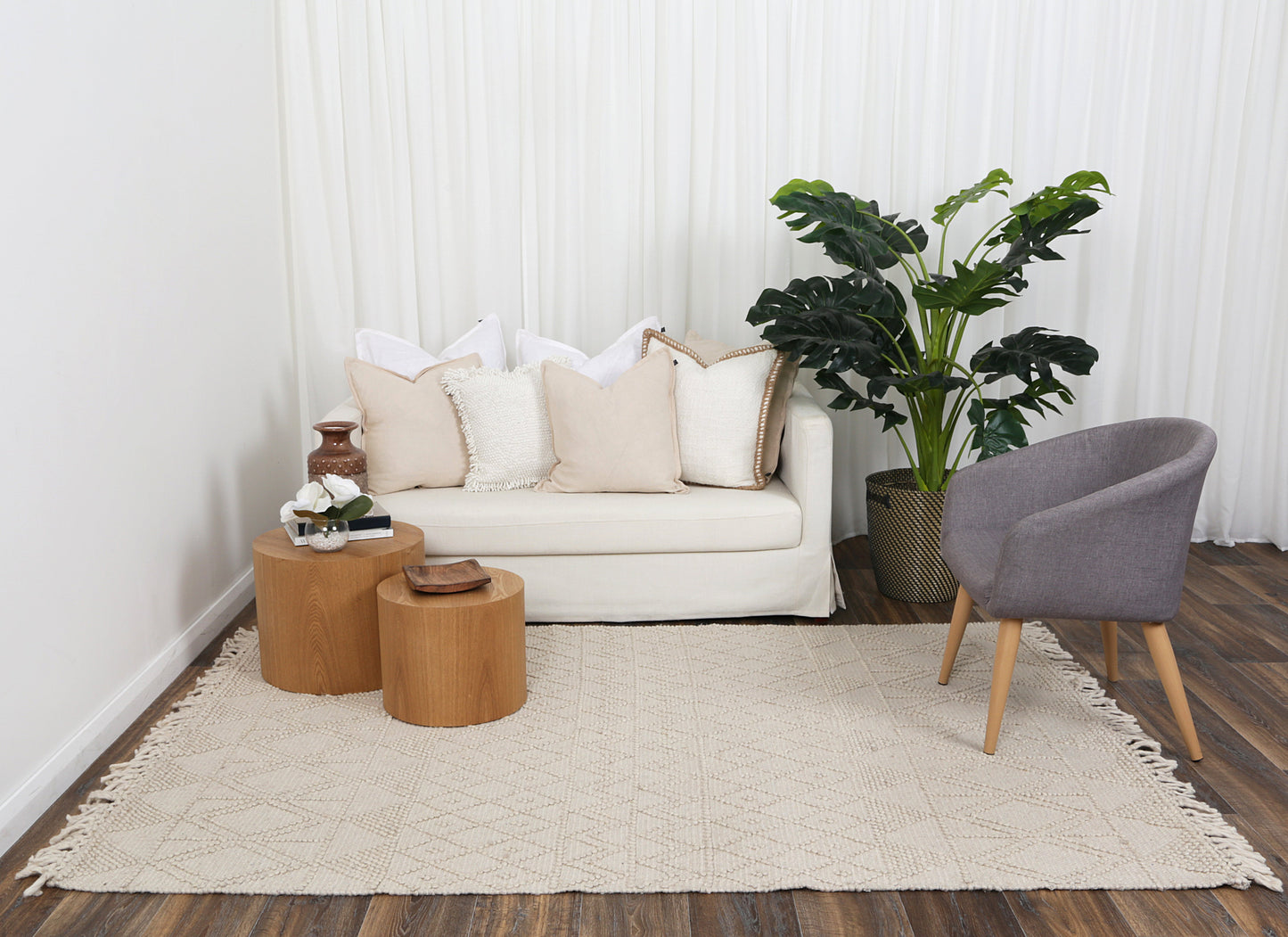 Diego Inca Beige Wool Rug - DIEG01