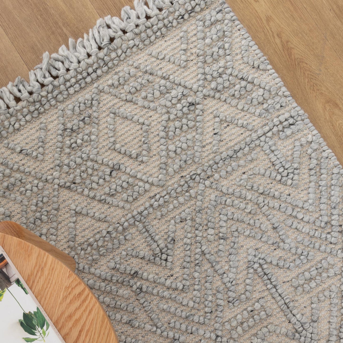 Diego Tribal Grey Wool Rug - DIEG02