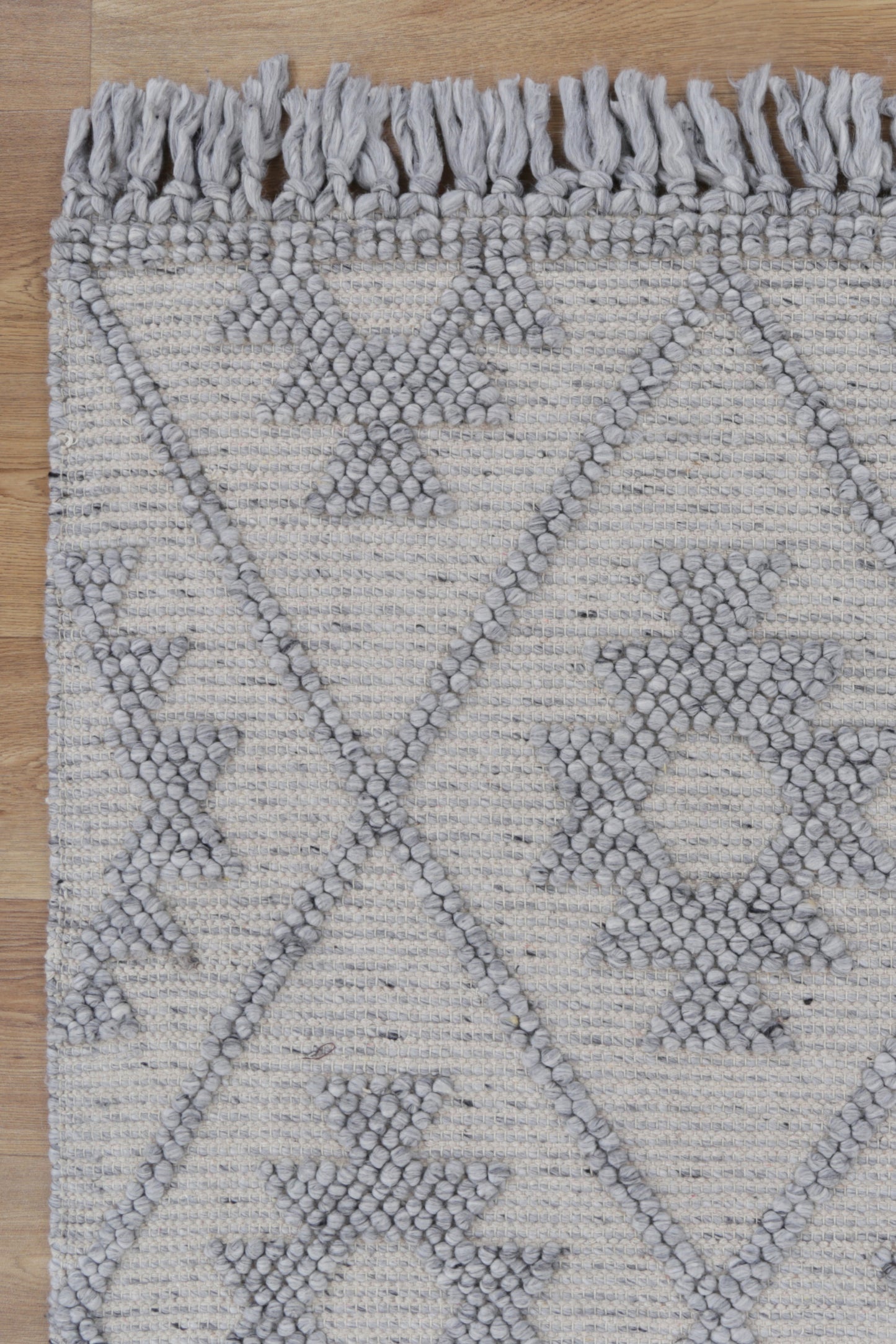 Diego Geometric Grey Wool Rug - DIEG04