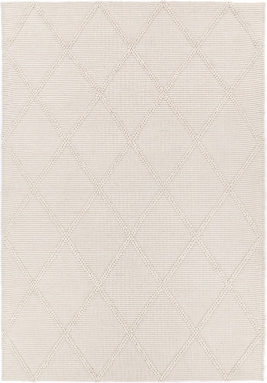 Goa Lattice Wool Blend Cream Rug (No Tassel)