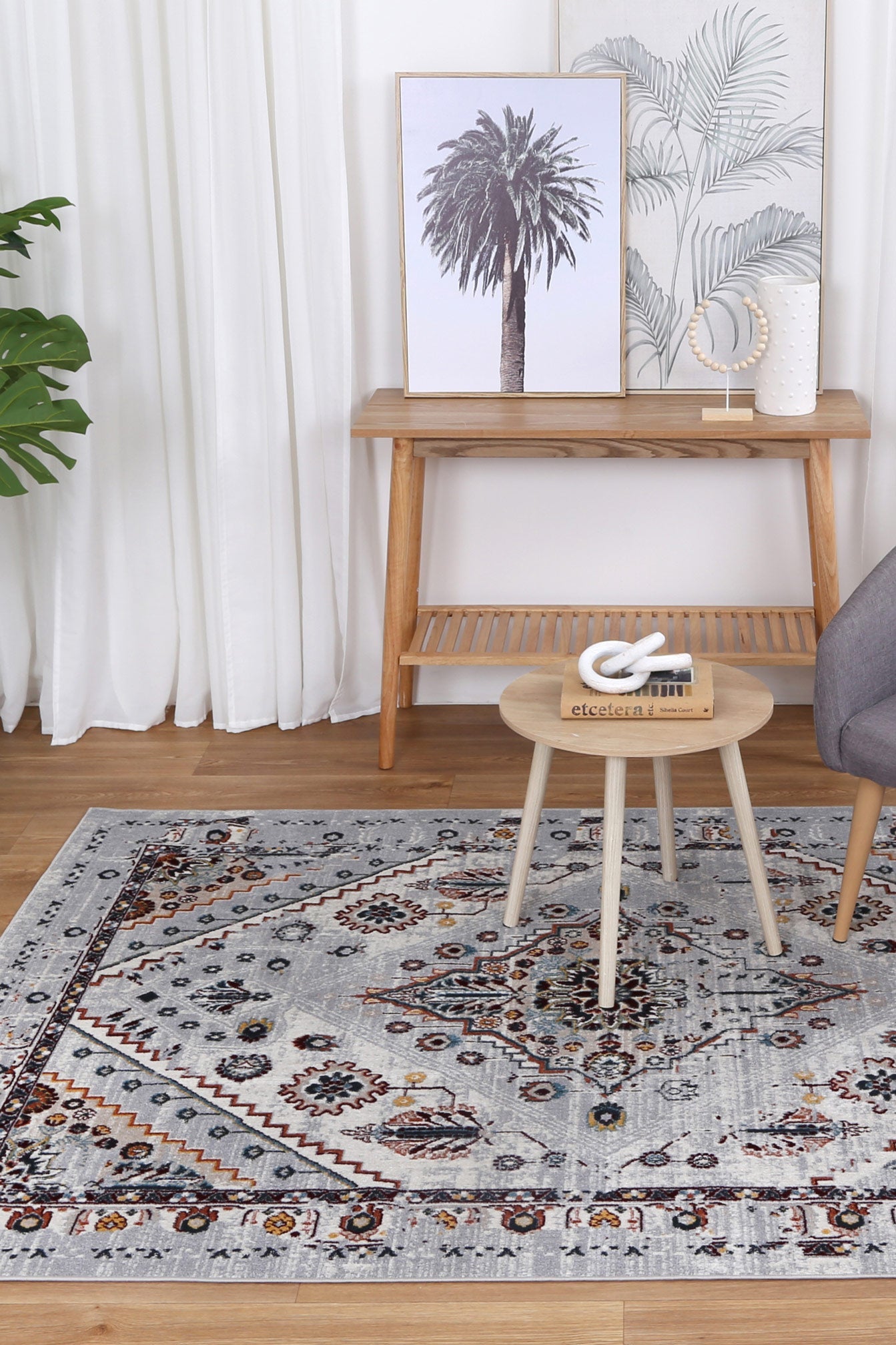 Oporto Santos Grey & Rust Traditional Soft Rug