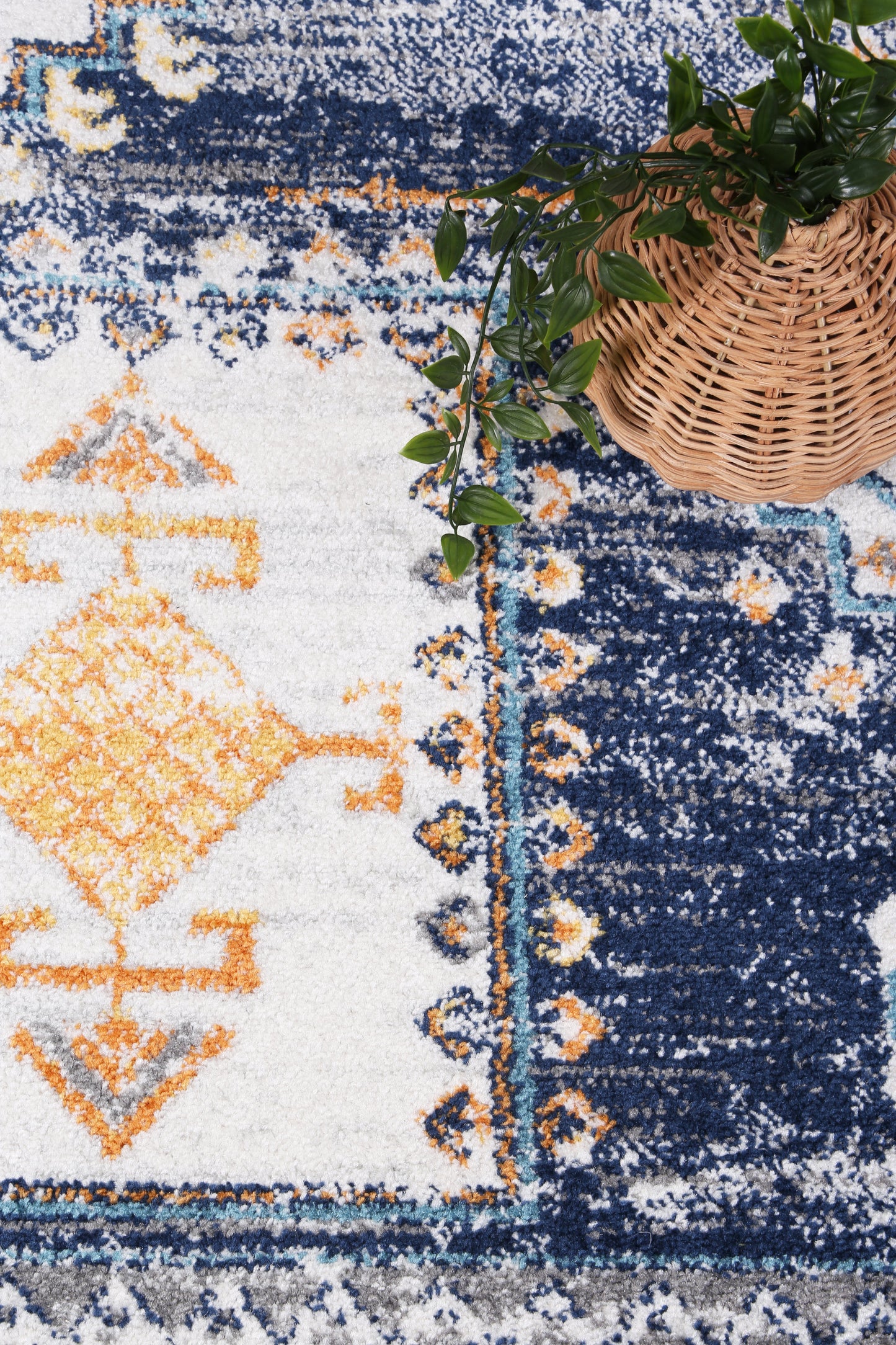 Provence Taza Blue Cream Transitional Rug - PROV06