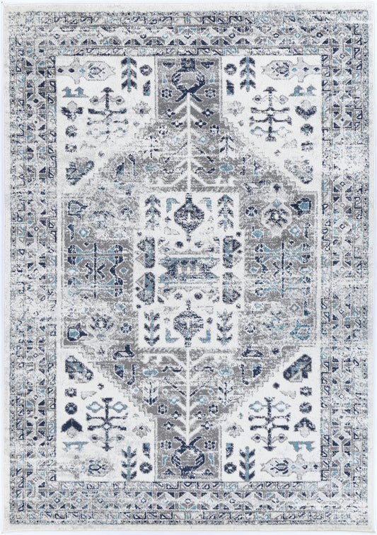 Provence Celts Cream Blue Traditional Rug - PROV14