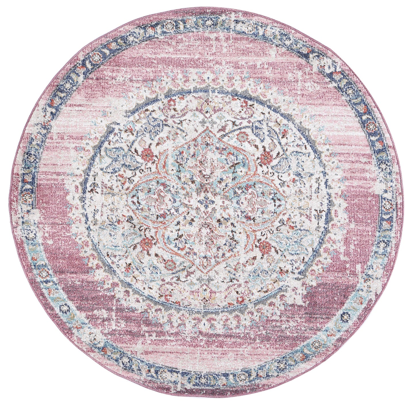 Salsa Hollow Medalion Transitional Blush Round Rug