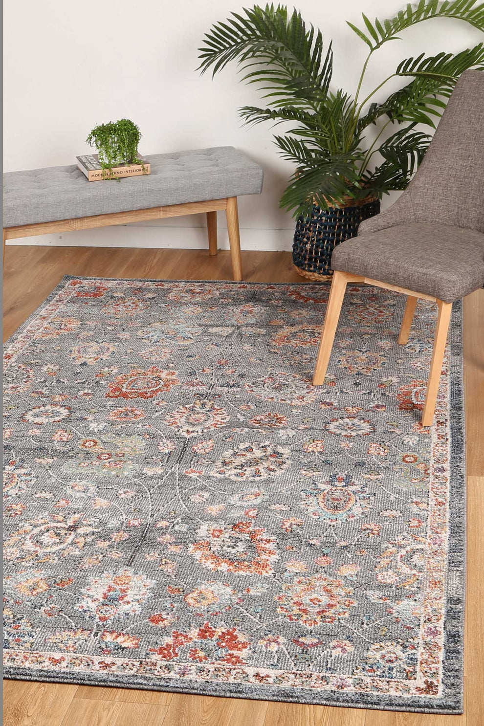 Ezra Grey Floral Rug l Qaleen - Online Rug Store – InVogue Rugs and ...