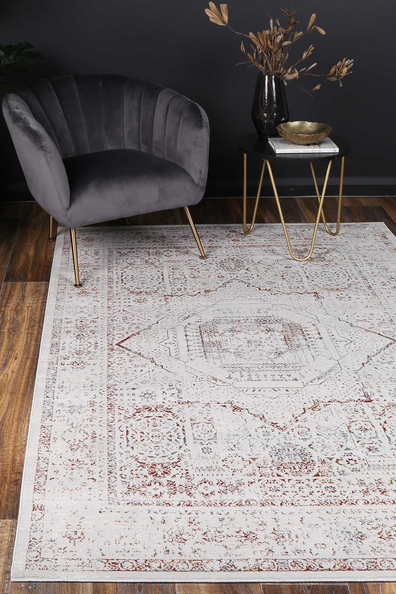 Porto Luna Cream & Red Traditional Rug – InVogue Rugs and Flooring Box Hill