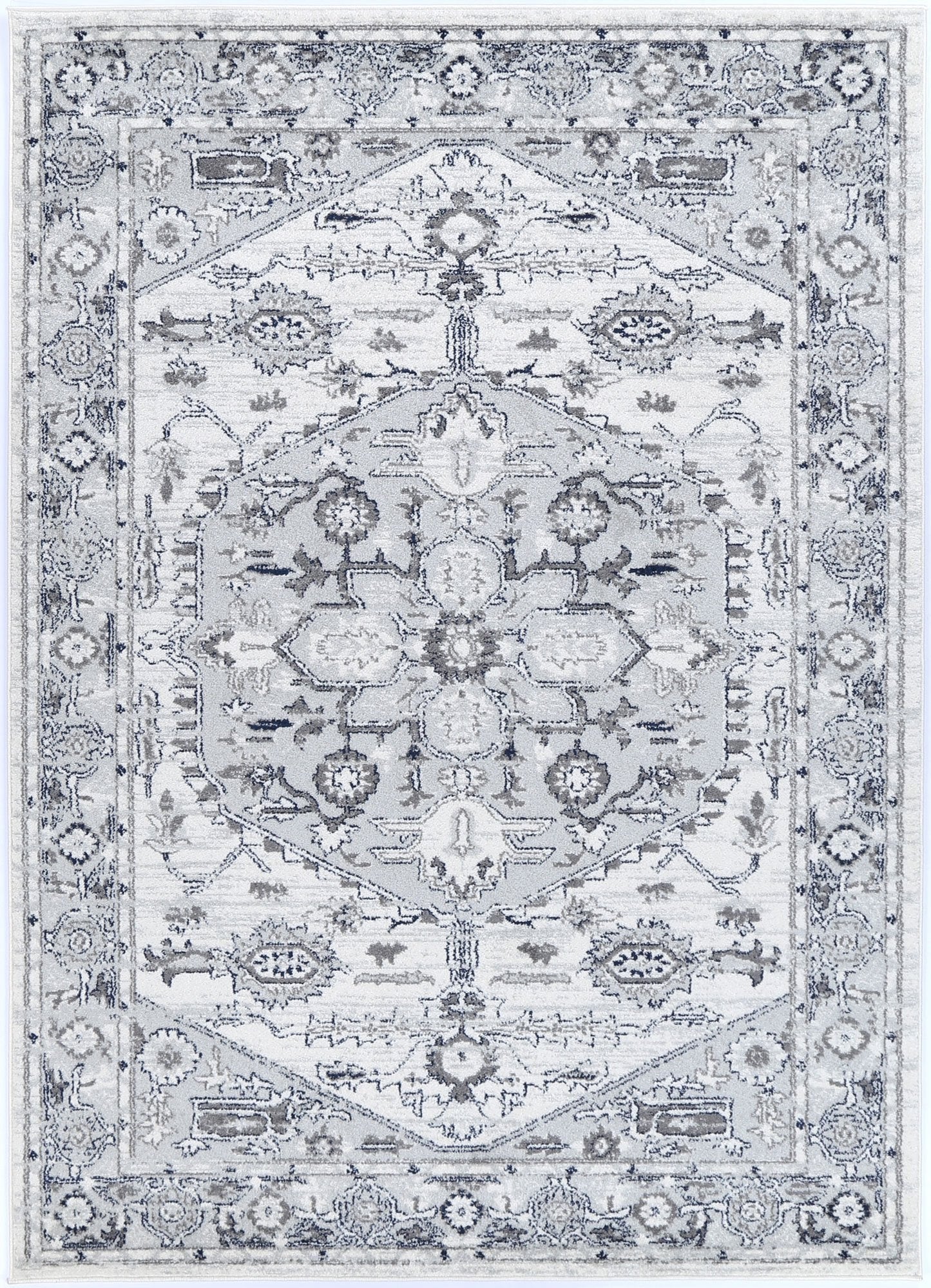 Ligures Grey White Rug