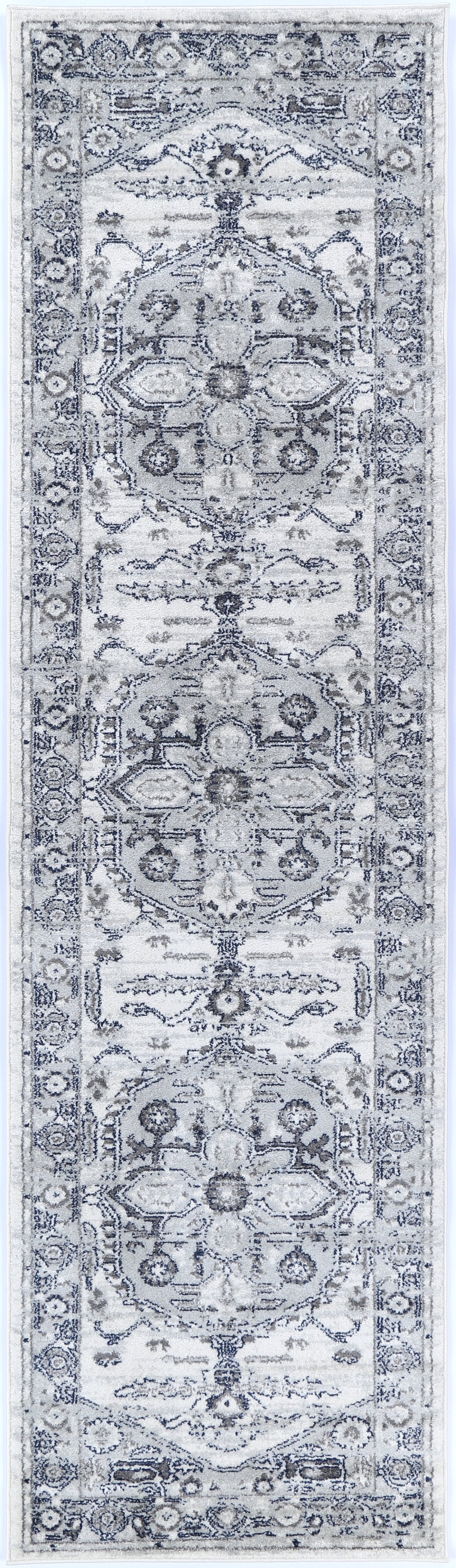 Ligures Grey White Rug