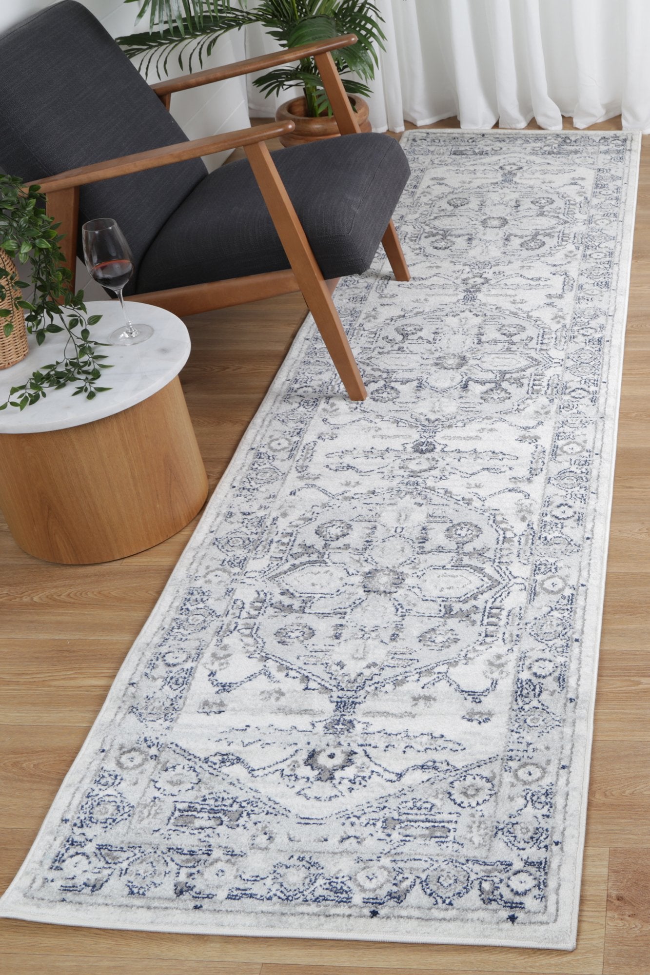 Ligures Grey White Rug